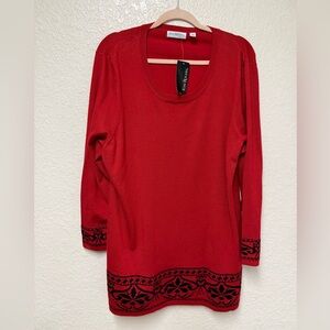 NWT KIM ROGERS Curvy Mallory Red Knit Sweater Top Size 1X